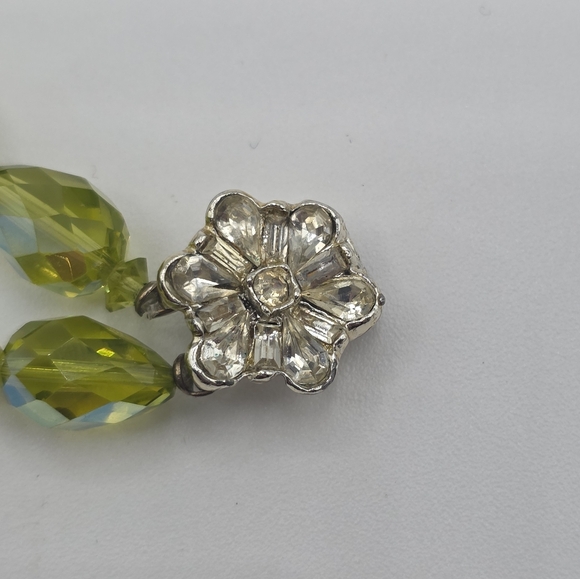 Vintage Green Crystal Necklace And Earrings - Clip On - Picture 7 of 12